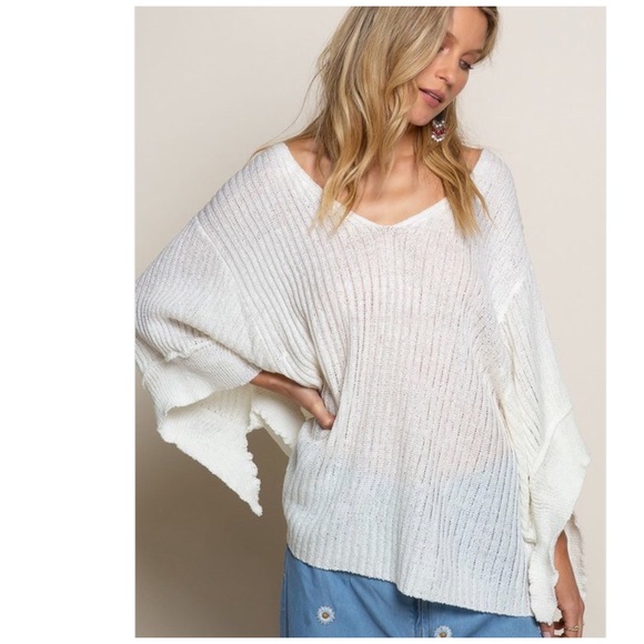 Cream Float on Me Lightweight Sweater Top - Picture 4 of 14